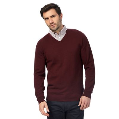Big and tall red mock double neck jumper